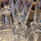 8 flutes in chiseled glass 60's