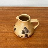 Mid-century German ceramic studio pitcher with owl motif by Heinz Theo Dietz, 1960s.