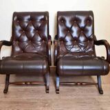 Pair of leather chesterfiel armchairs