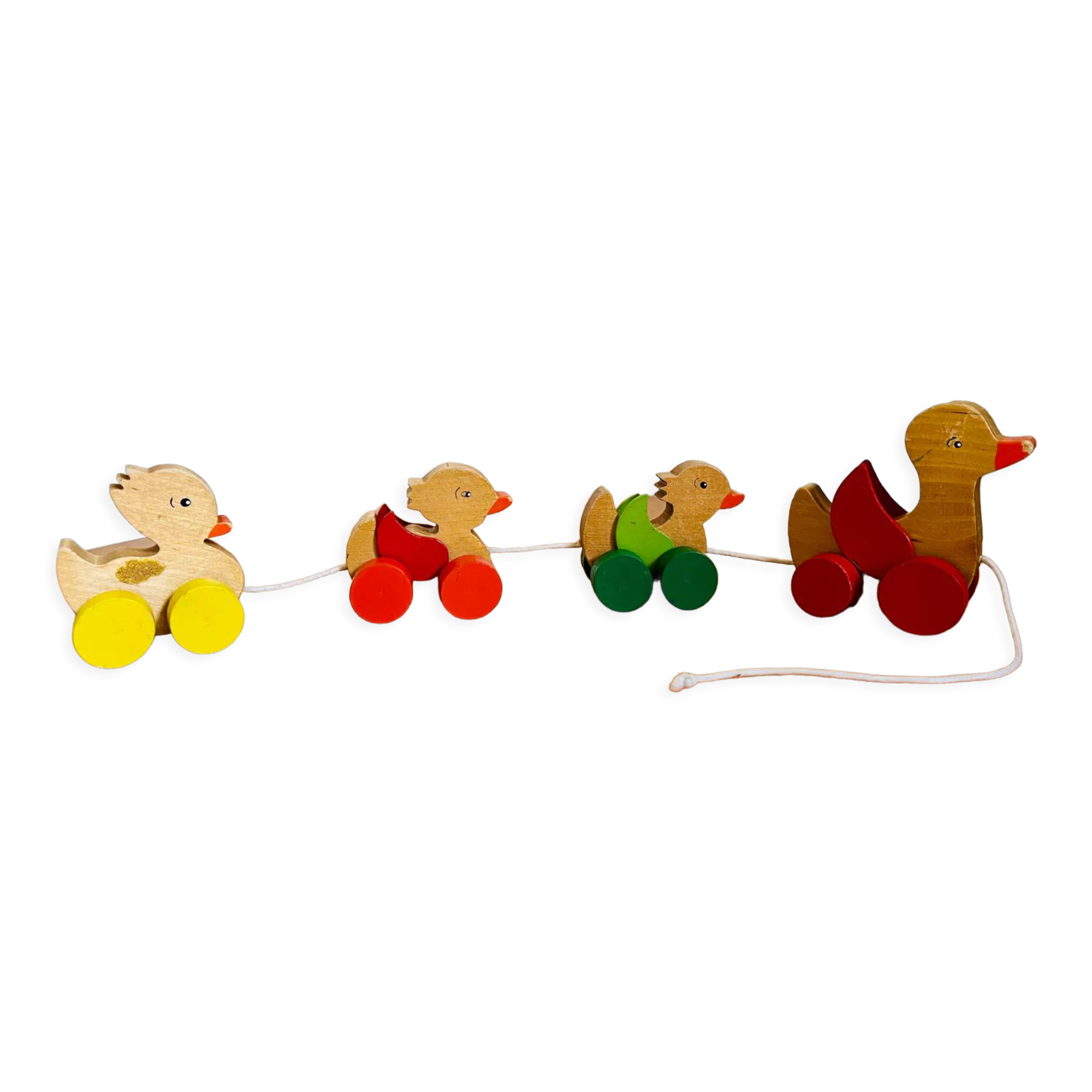 Old vintage wooden duck toy to pull
