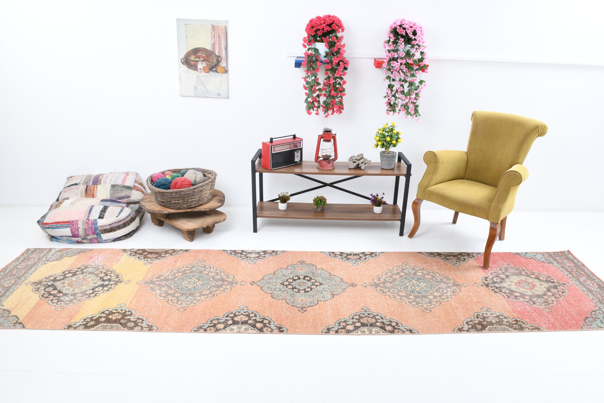 408x91cm vintage capet runner rug