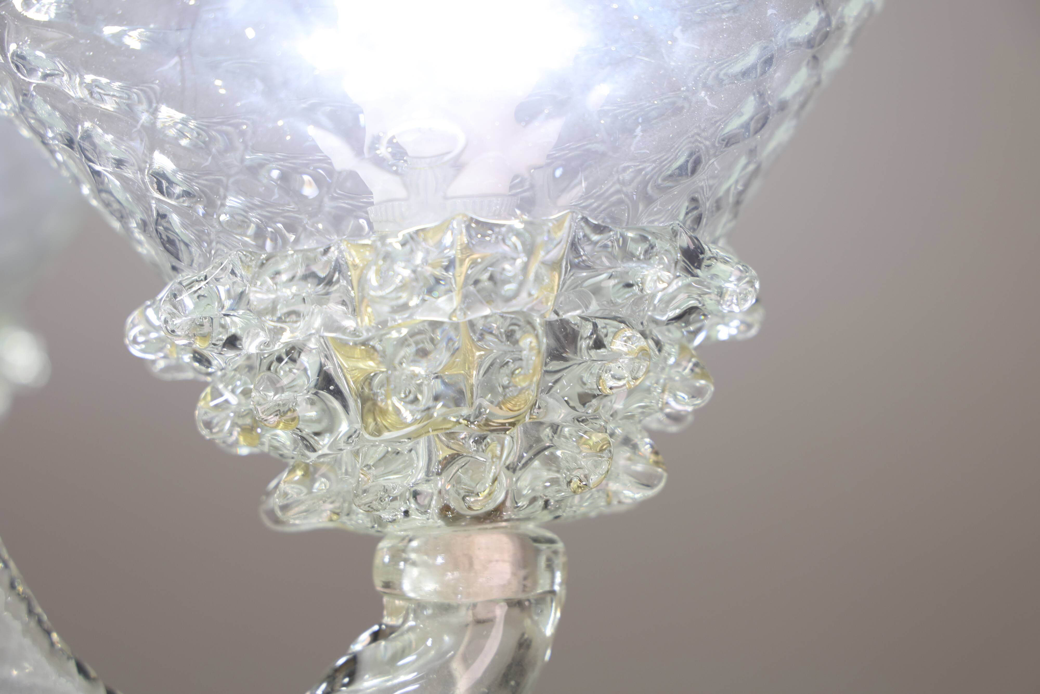 Extraordinary 6 Light Rostrato Murano Glass Chandelier by Barovier & Toso,