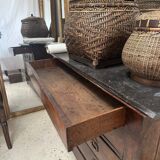 Chest of drawers in wood and gray marble with 4 drawers nineteenth century