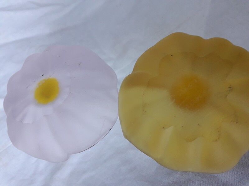 Pair of crystal flower bowls, Daum