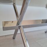 Table design basse chrome et verre fumé années 70
