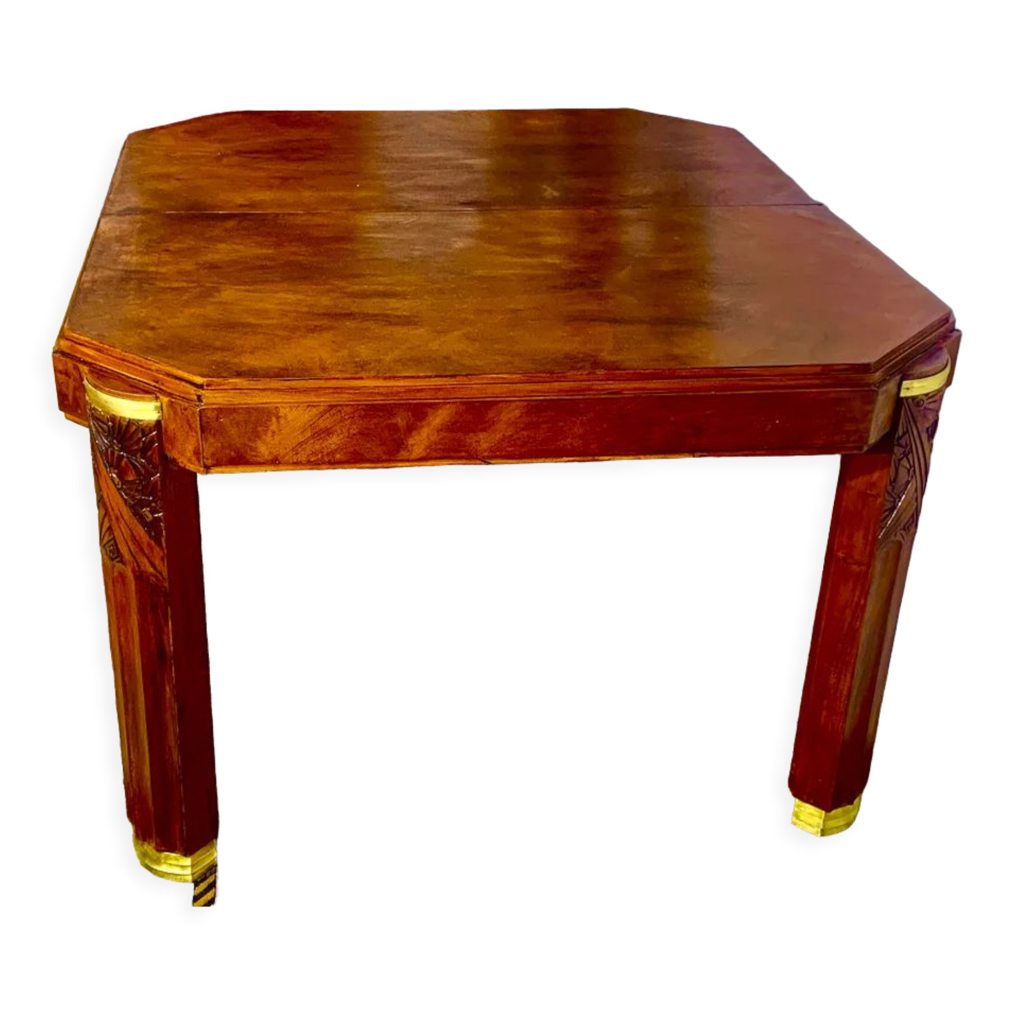 Art deco table 1920 in walnut with extensions, 8 people