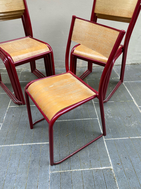 Chaises vintage d’écolier métal et bois taille adulte
