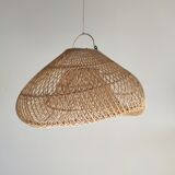 Small rattan lampshade in the shape of a braided hat