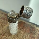 Salt bottle, cut glass, silver metal, Napoleon III, 19th century, object of curiosity, decor