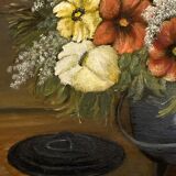 Huile sur toile « bouquet au chaudron »