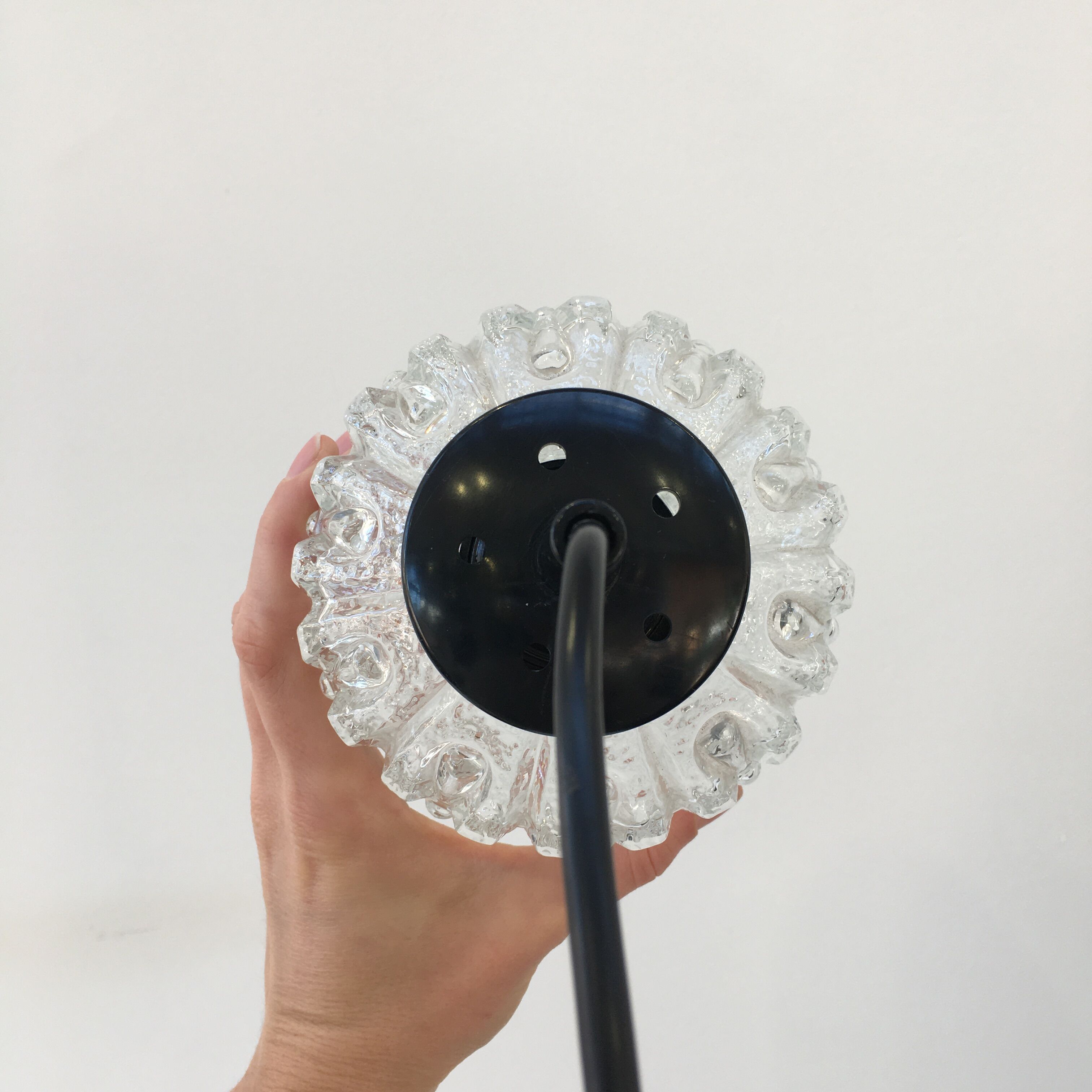 Vintage glass pendant lamp 70s