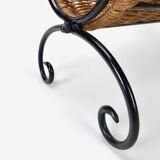 Wicker and curved metal magazine holders
