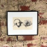 Signed charcoal drawing with certificate of origin