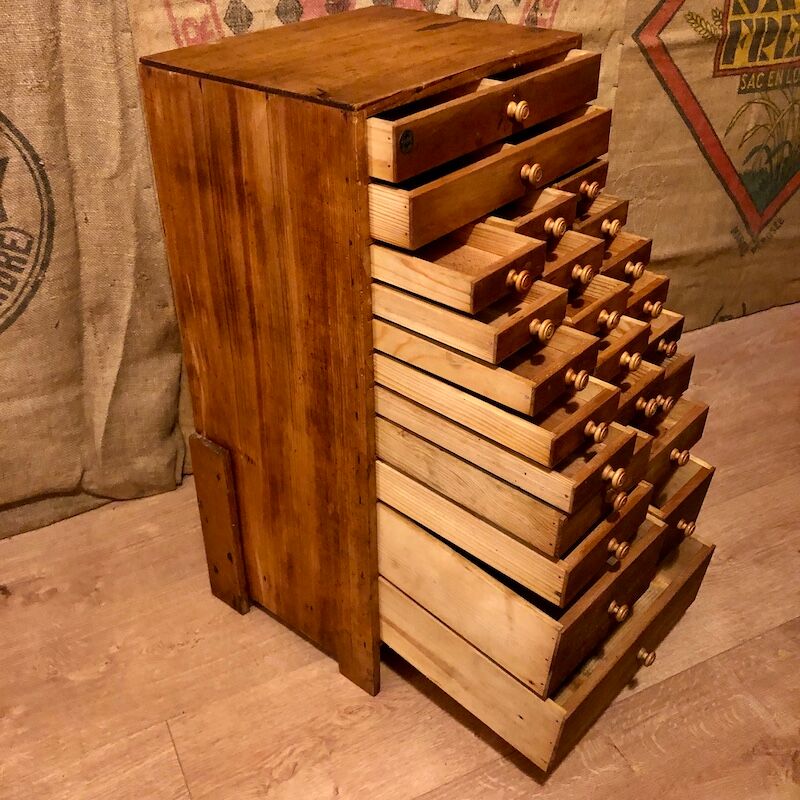 Old furniture 24 drawers Manufrance - Watchmaker's layette