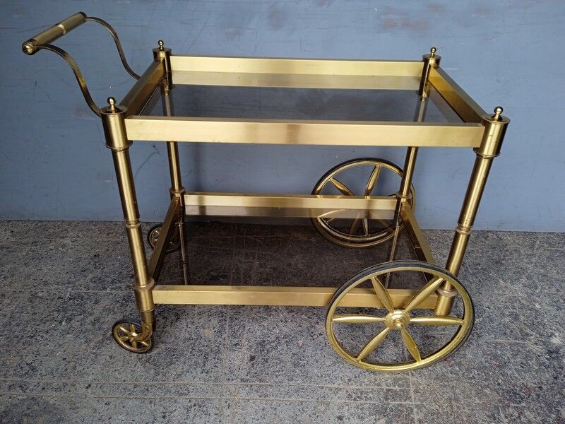 Serving rolling table golden aluminum ep 1970 vintage