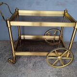Serving rolling table golden aluminum ep 1970 vintage