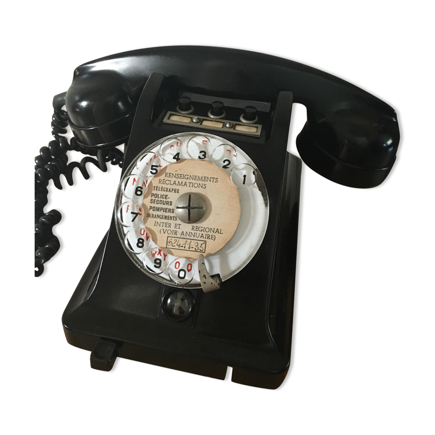 Telephone black bakelite littré