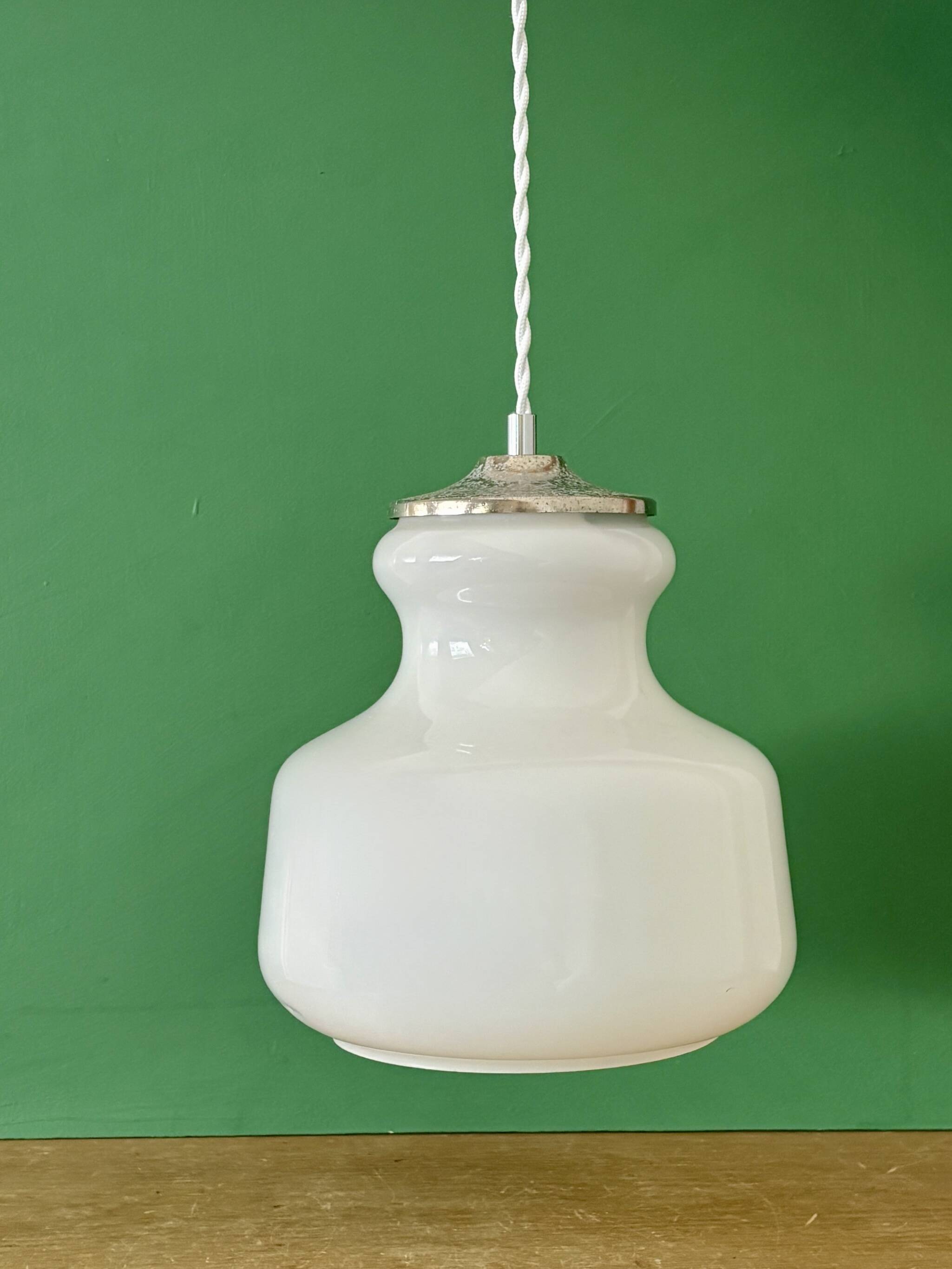 Vintage white opaline suspension globe