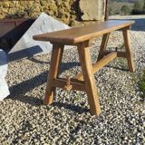 "A frame" bench in solid oak, patinated.