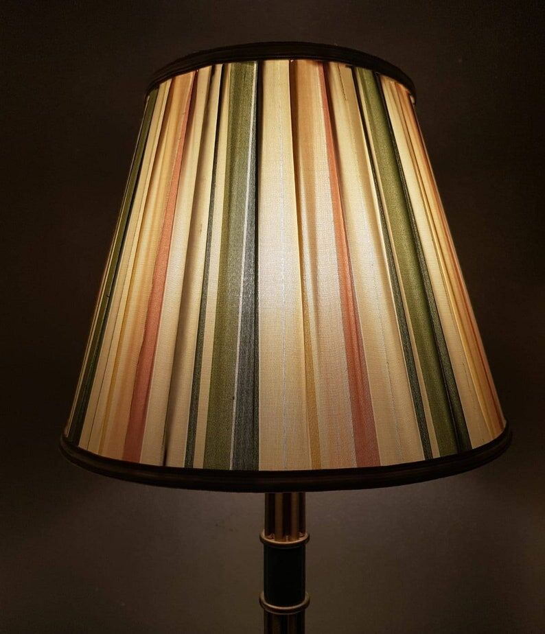 Brass lamp with pleated cap, 70s, Hollywood Regency