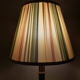 Brass lamp with pleated cap, 70s, Hollywood Regency