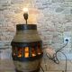 Vintage wooden lamp – base made from a plough wheel hub