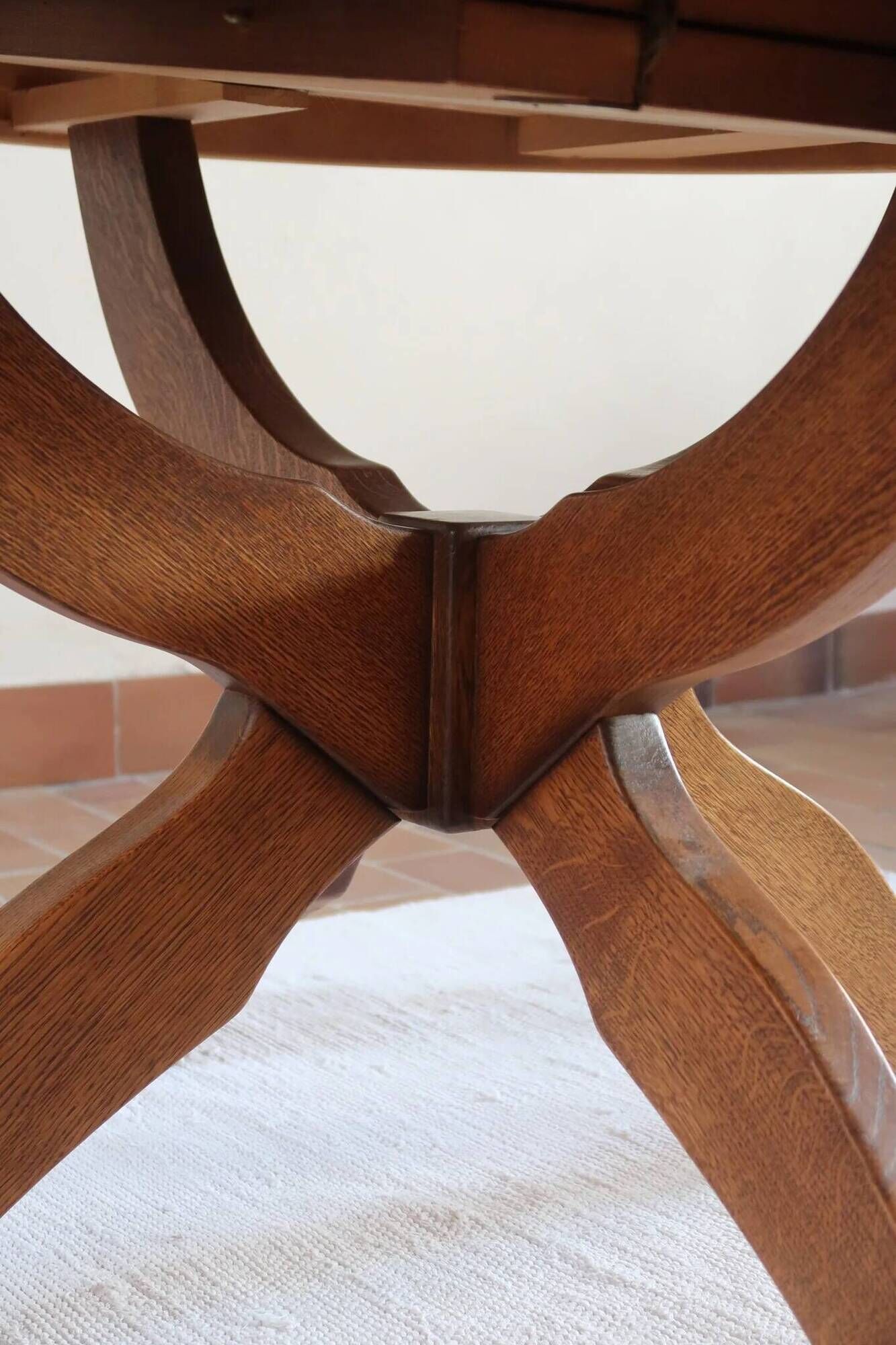 Extendable oak round table, Lübke, Germany 1960s