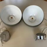 2 round metal pendant lights, Sweden 1980s