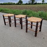 Set of 3 country straw stools