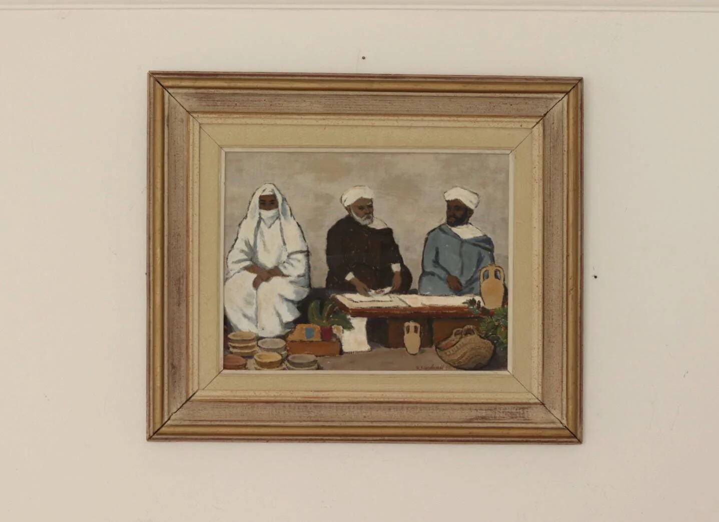 Oil on Swedish panel "Three Figures", Gösta Sundvall