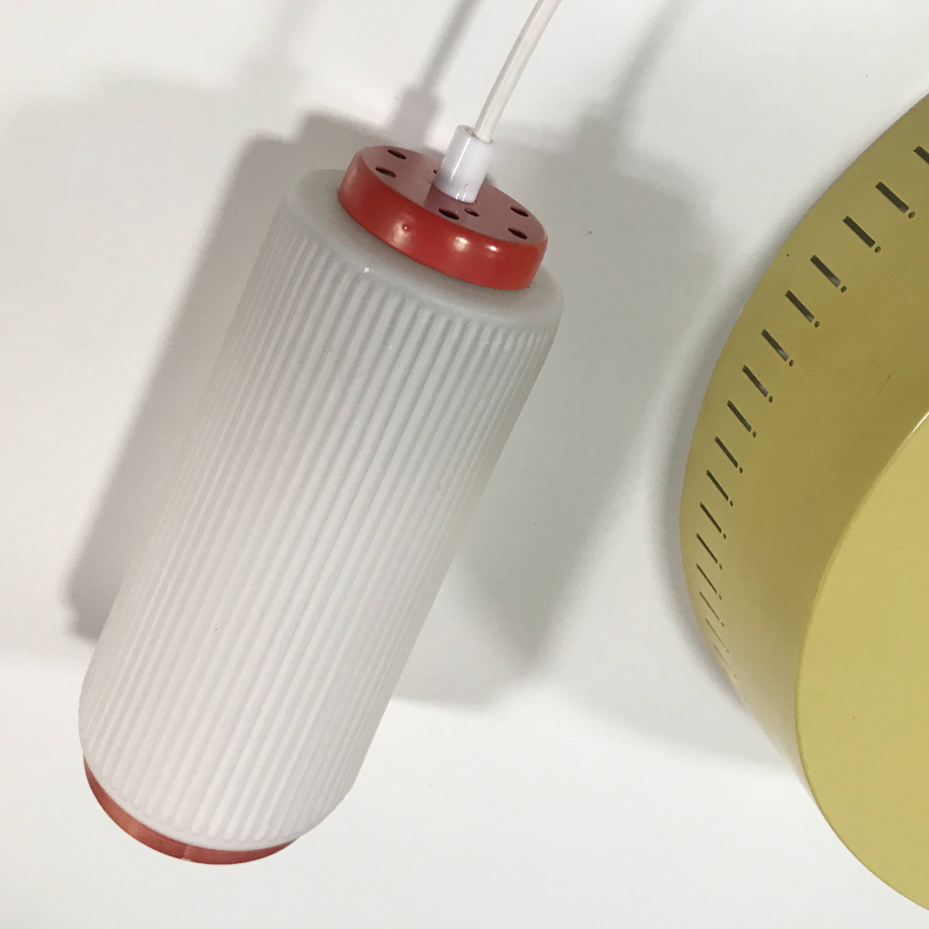 Pendant Lamp • Opaline & Perforated Metal • Jo Hammerborg • Fog & Mørup • 1960