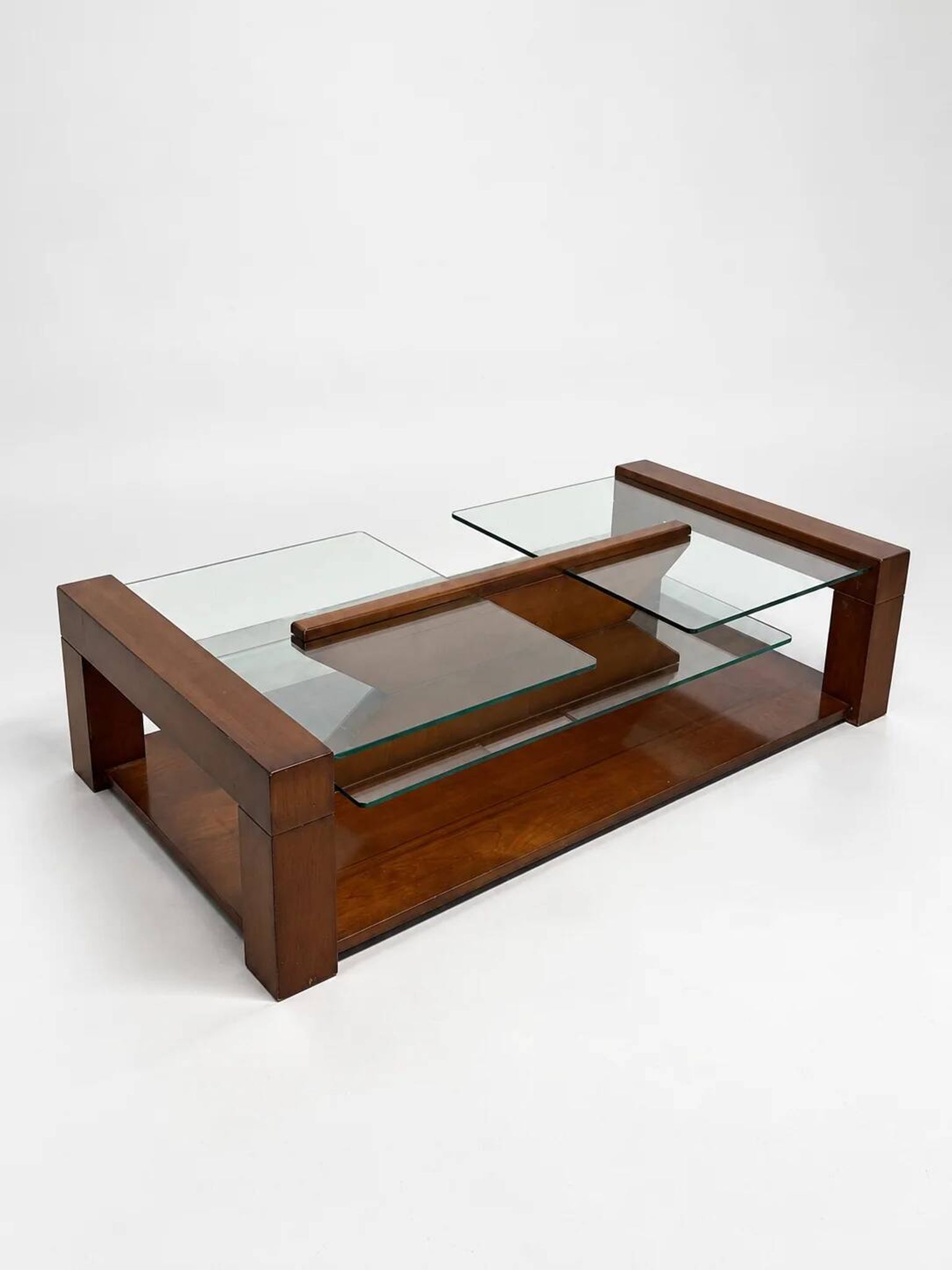 Wood and glass coffee table, 1980s