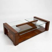 Wood and glass coffee table, 1980s