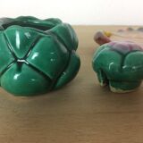 Salière poivrière moutardier Vallauris, barbotine, céramique