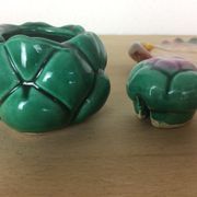 Vallauris mustard pepper shaker, dabbling, ceramics