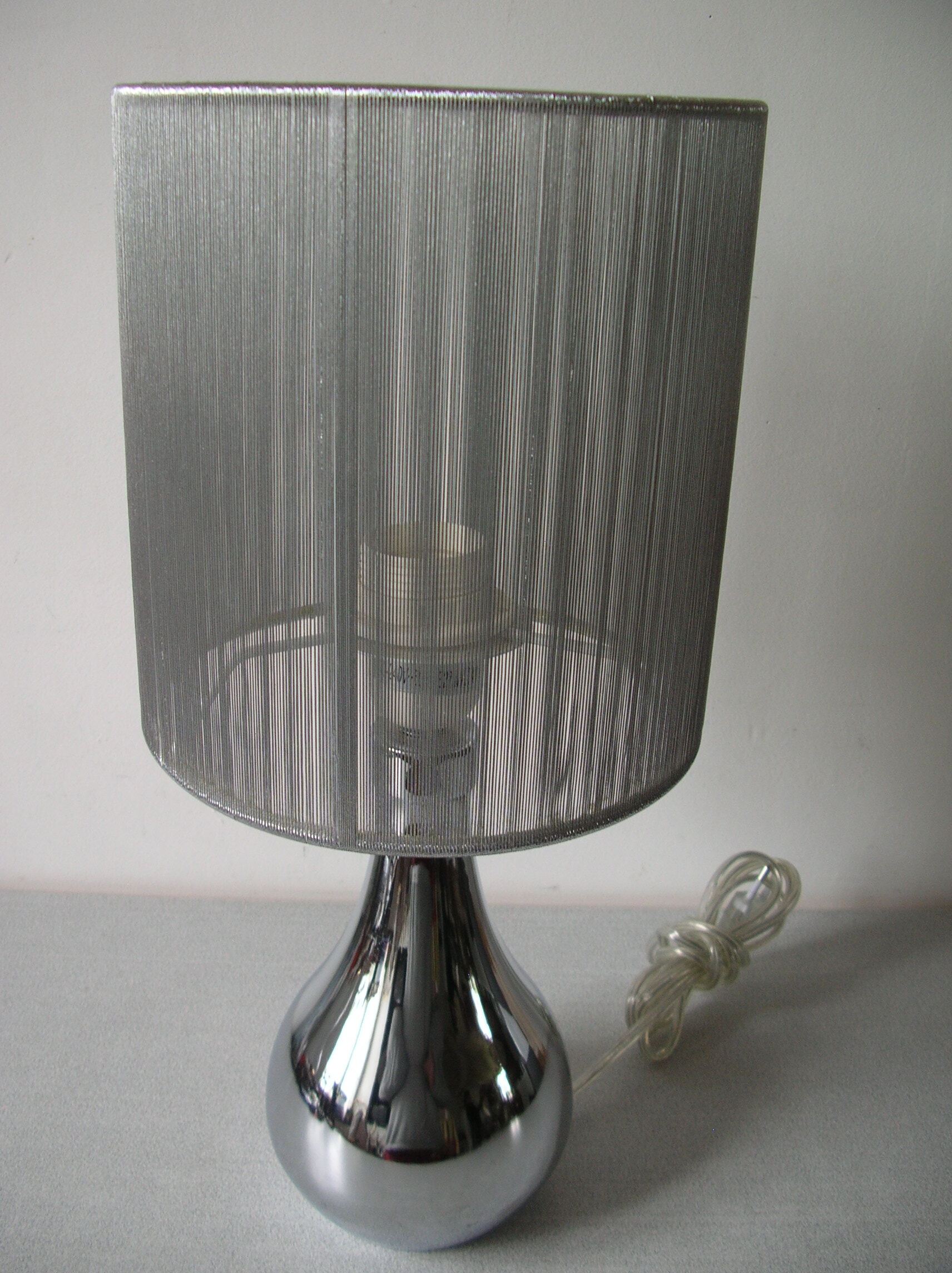 Polished aluminum lamp and silver wire deco office lounge 39 cm