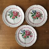 Set of 3 decorative plates Bouquet in old earthenware