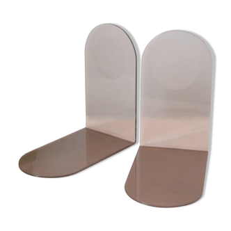 Pair of smoked plexiglass bookends, 1970s
