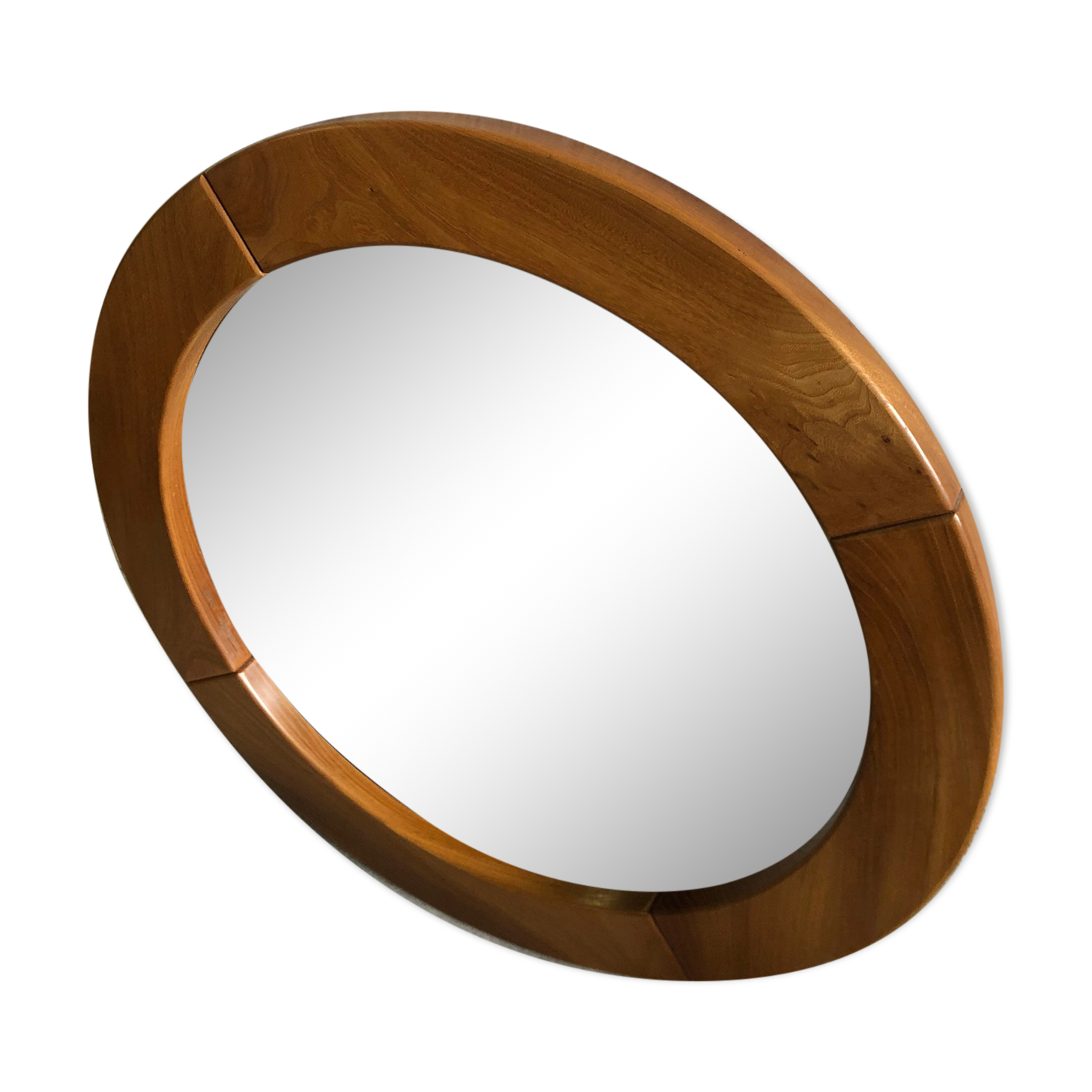 Round mirror in solid elm Maison Regain