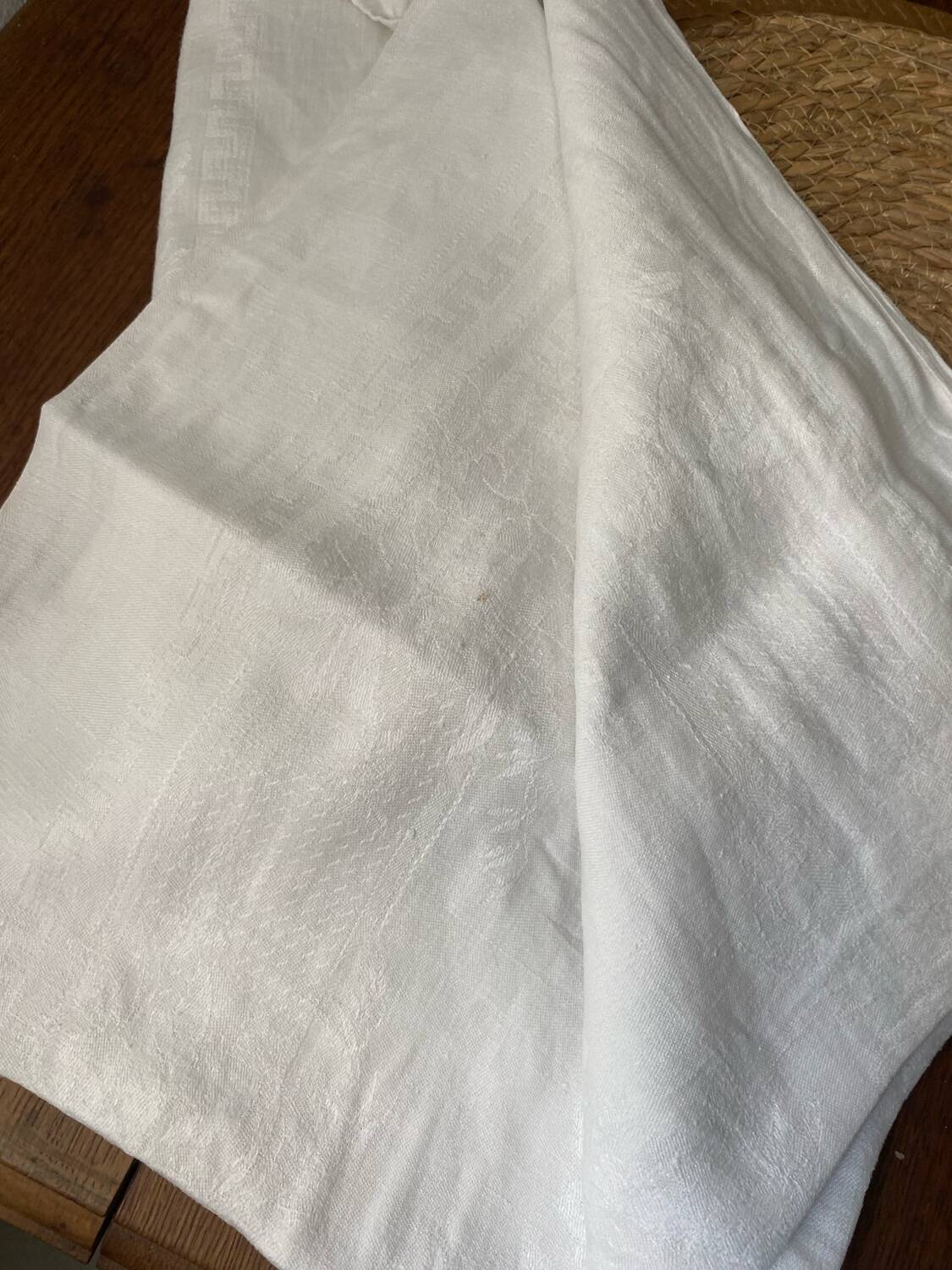 White cotton damask tablecloth, 1950s