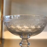 4 old glass champagne cups