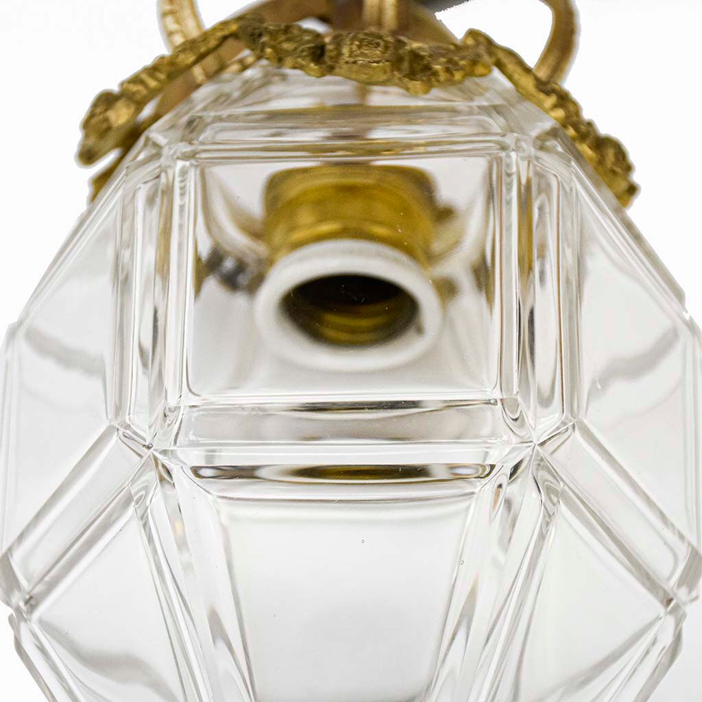 Lantern conical gilded beveled faceted glass old white XIXth