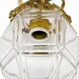 Lantern conical gilded beveled faceted glass old white XIXth