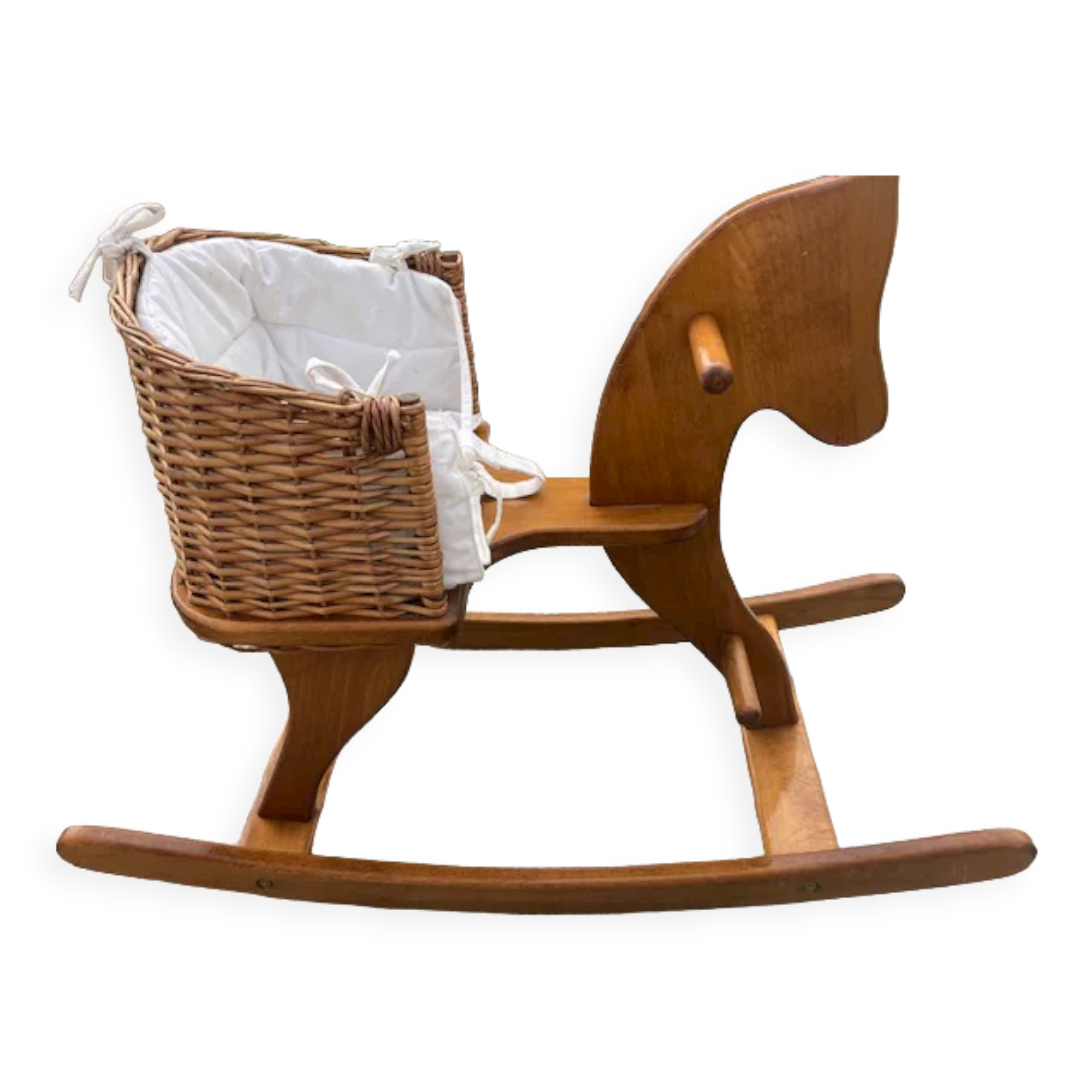 Wood/rattan rocking horse Moulin Roty