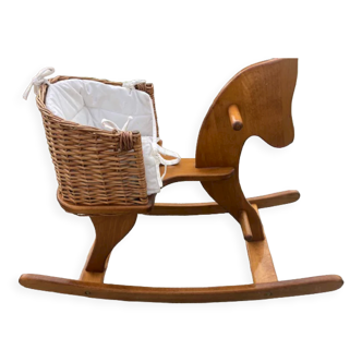 Wood/rattan rocking horse Moulin Roty