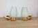 Pair of solid brass and white opaline wall lamps