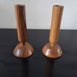 Pair of olive wood candlesticks Maison Ma Yafith
