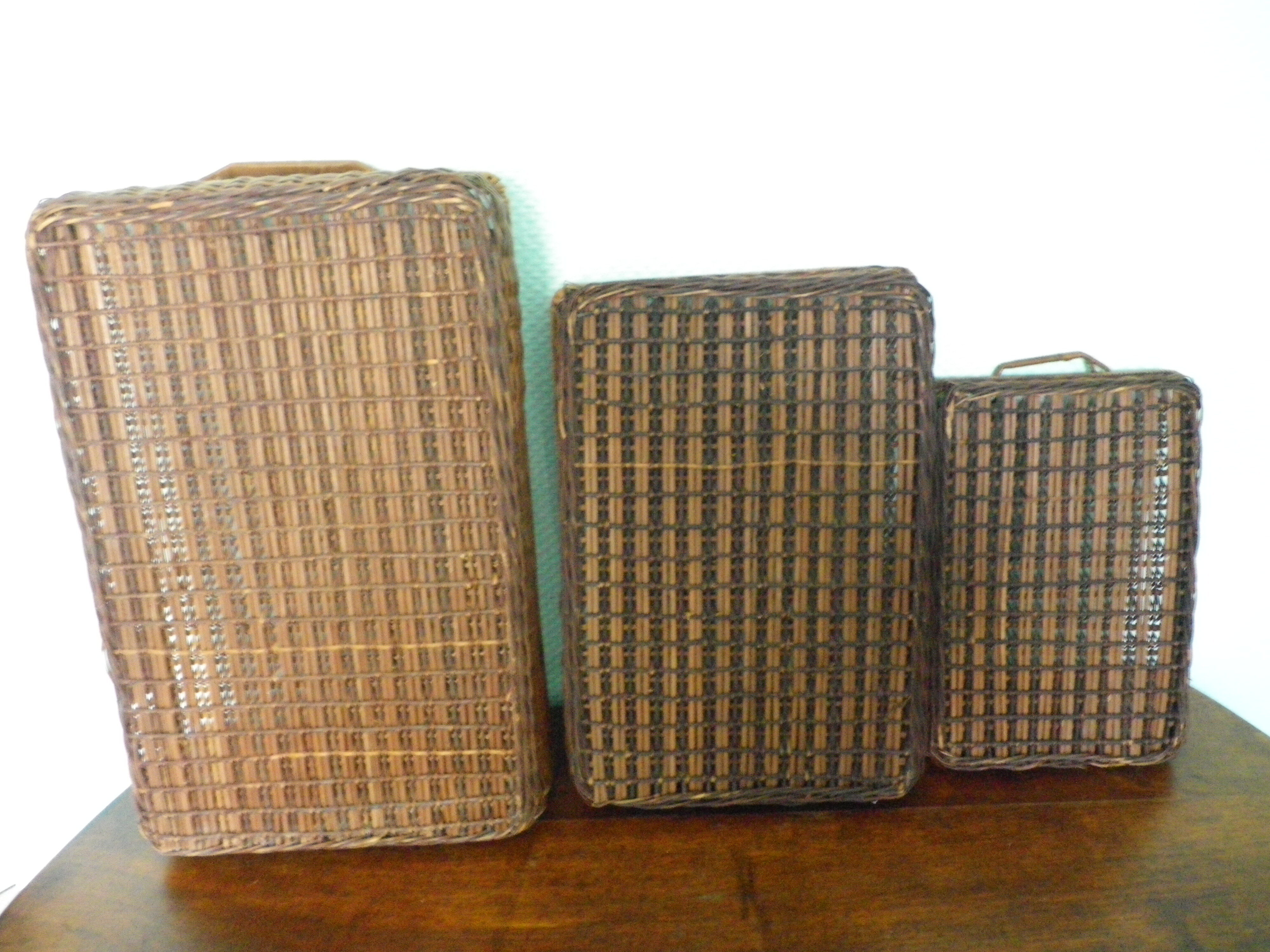 Lot of 3 servants, braided wicker trays