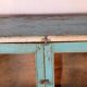 Old art deco showcase in original turquoise-white patina burmese teak