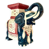 Blue and red ceramic elephant plant stand